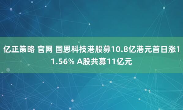 亿正策略 官网 国恩科技港股募10.8亿港元首日涨11.56% A股共募11亿元